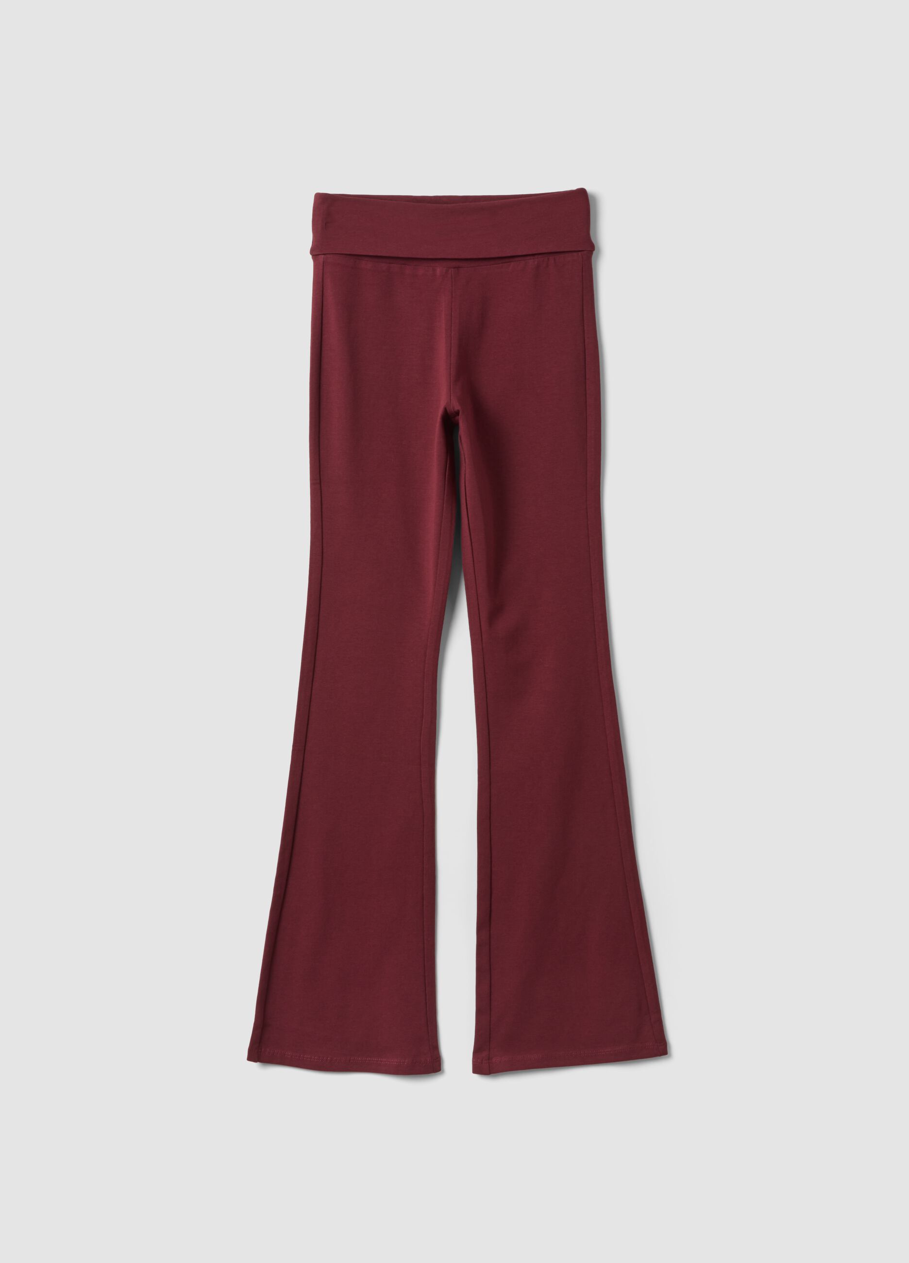 Girls&rsquo; red flared leggings in stretchy organic cotton