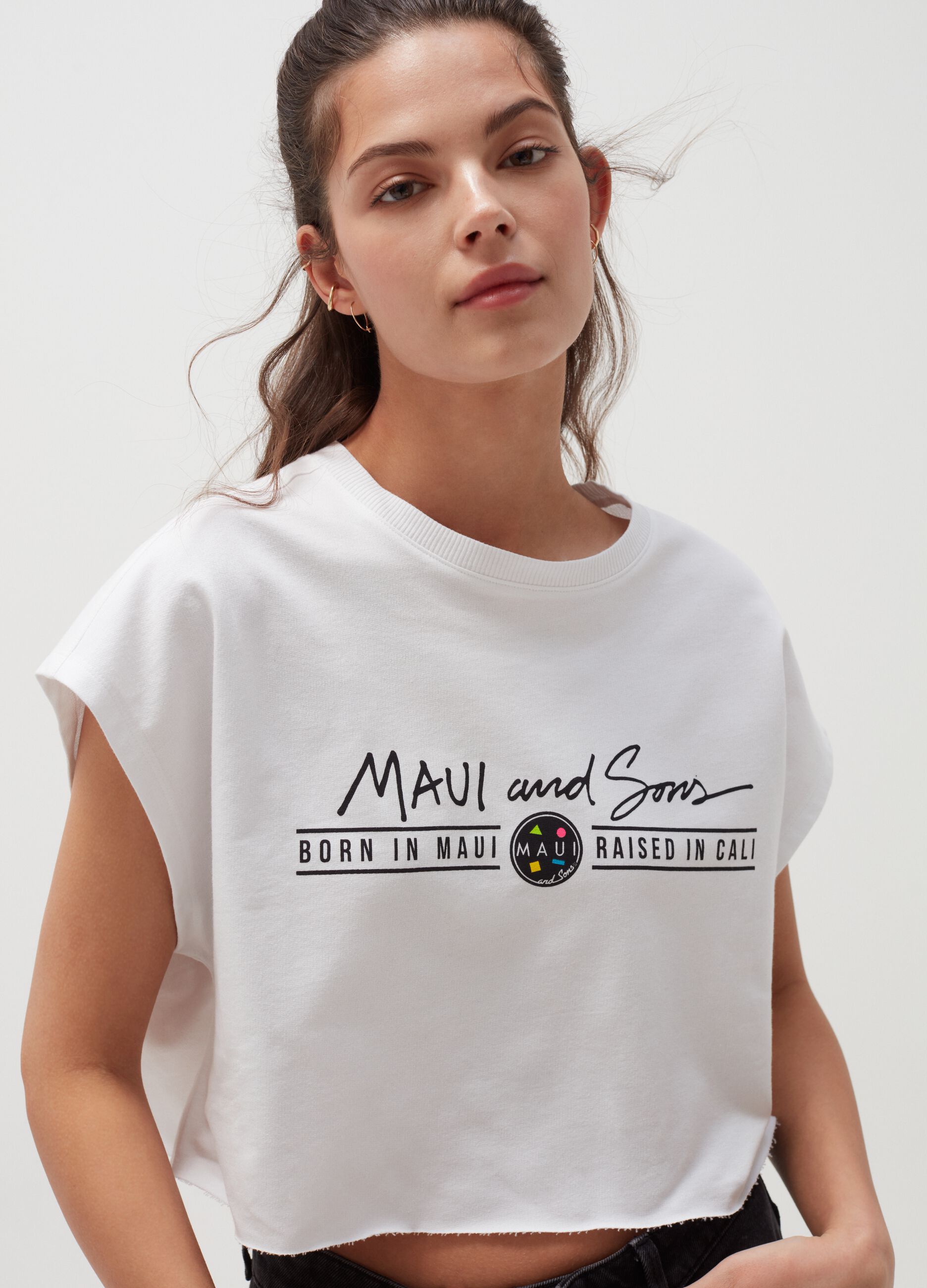 Maui and Sons sleeveless plush T-shirt.