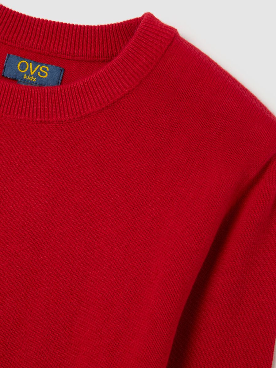Maglione da bambino in puro cotone rosso vestibilità over_2