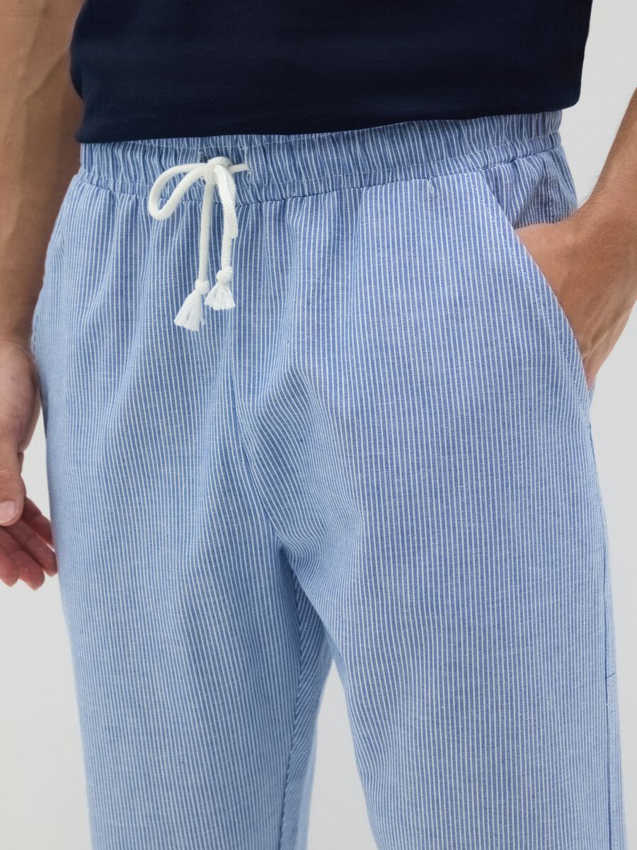 Men's Light Blue Pure Cotton Regular Fit Trousers_2