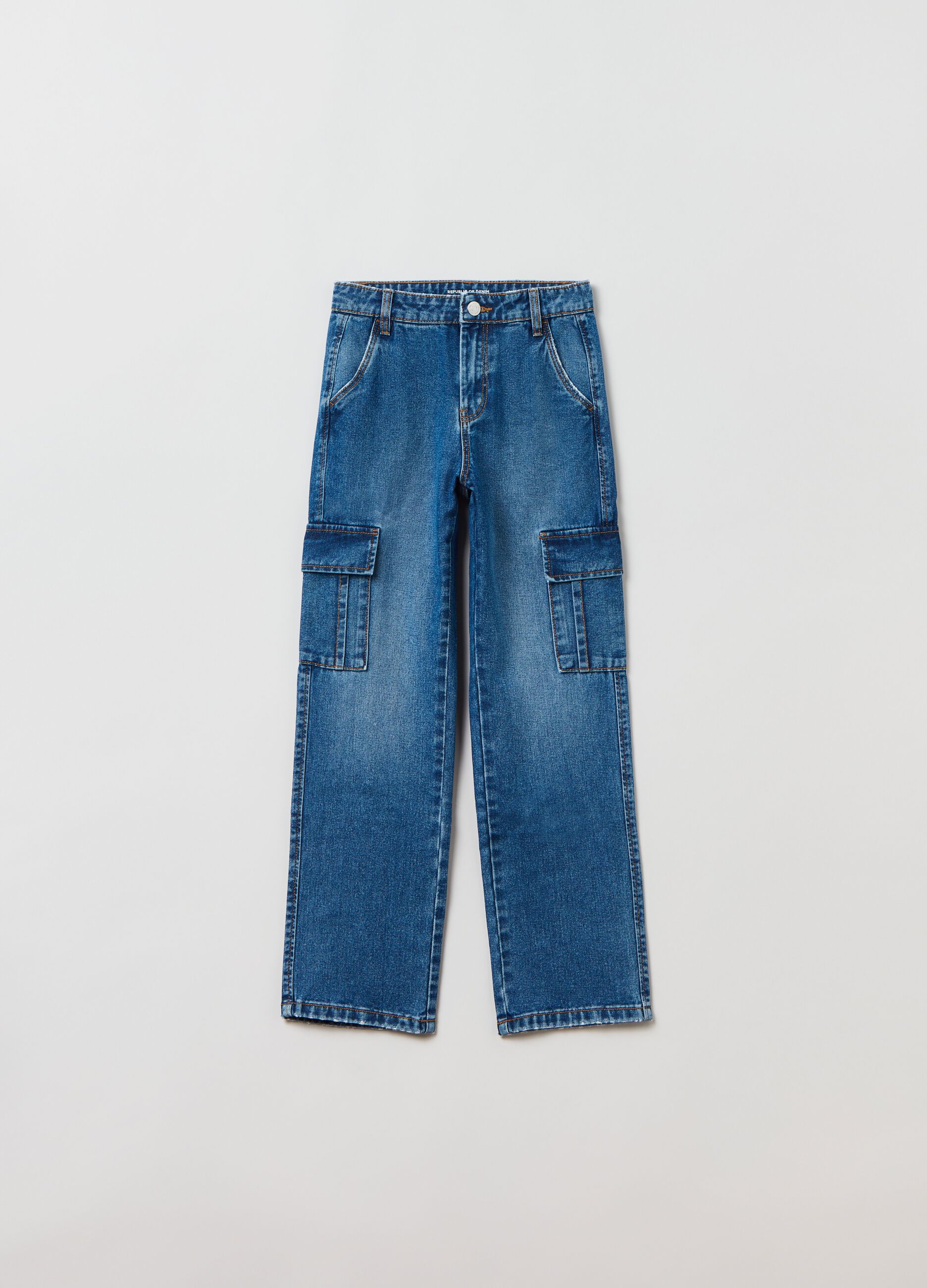 Jeans cargo con scoloriture_0