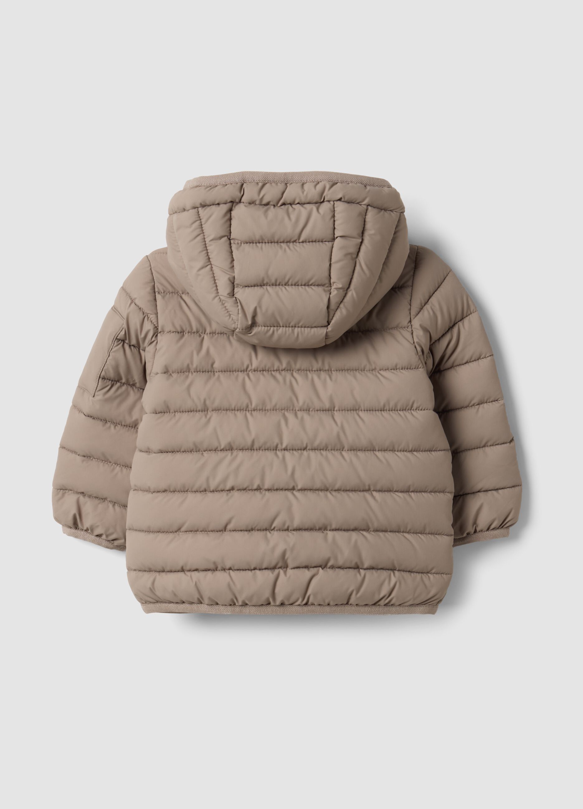Giacca Ultralight beige trapuntata con cappuccio per bimbo