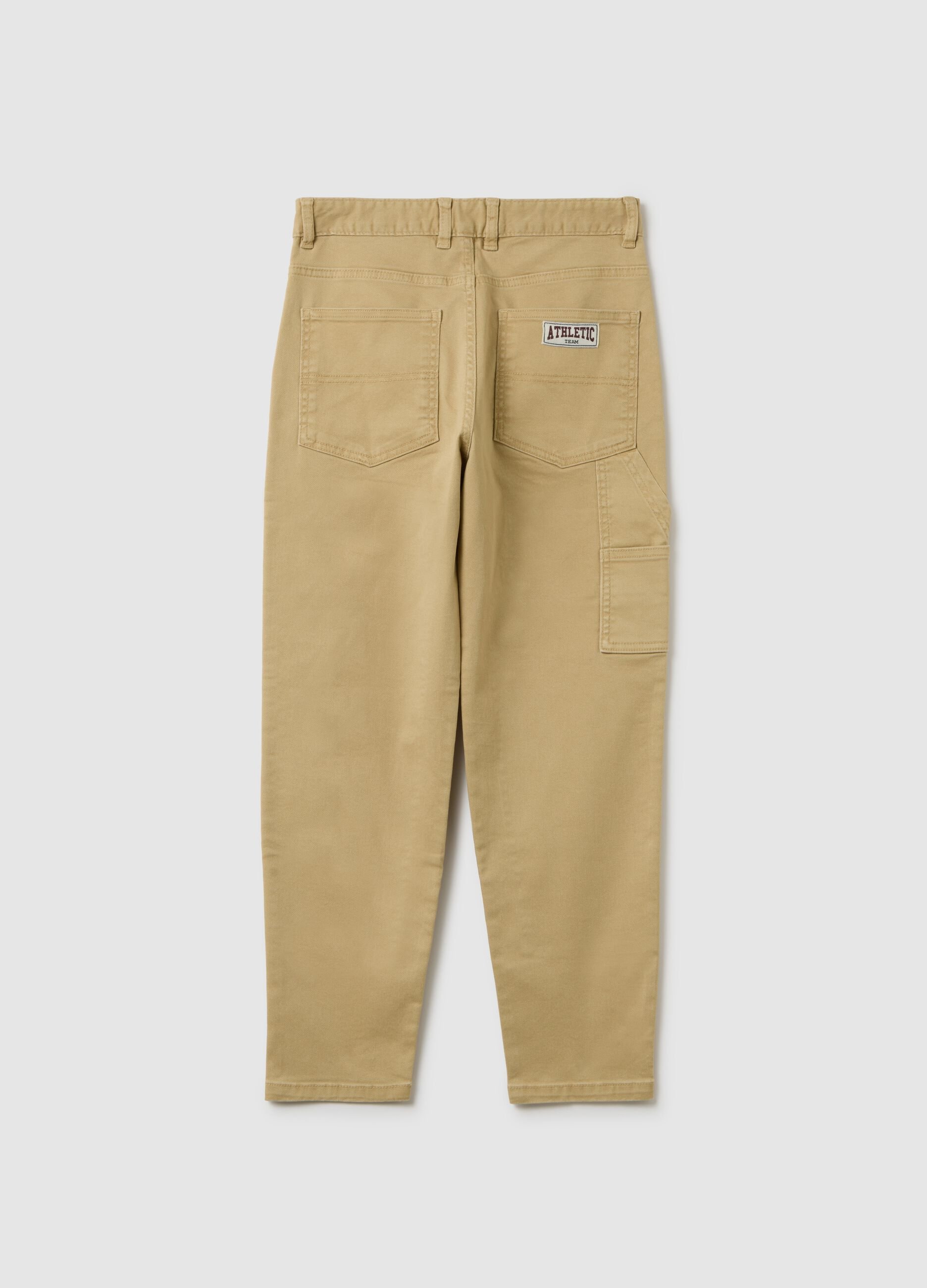 Boys' Beige Stretch Cotton Trousers - Relaxed Fit