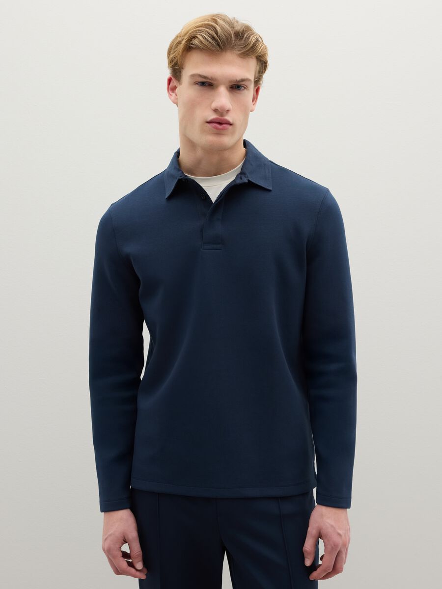 Blue stretch cotton polo regular fit_1