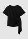 Black viscose blend fitted T-shirt with knot_4