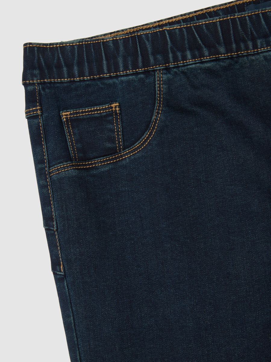Blue stretch denim bootcut jeans_1