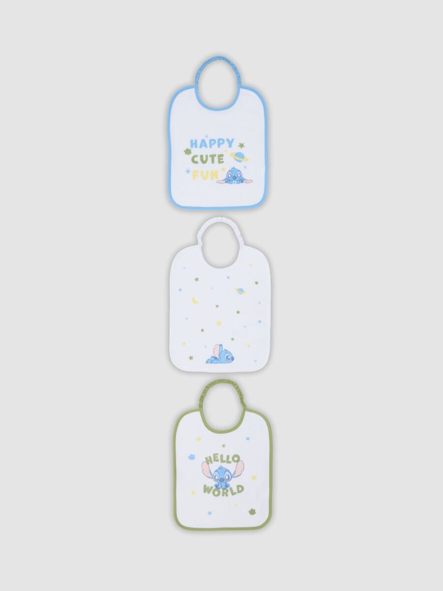 3-pack of white organic cotton-blend bibs with Lilo & Stitch prints_0