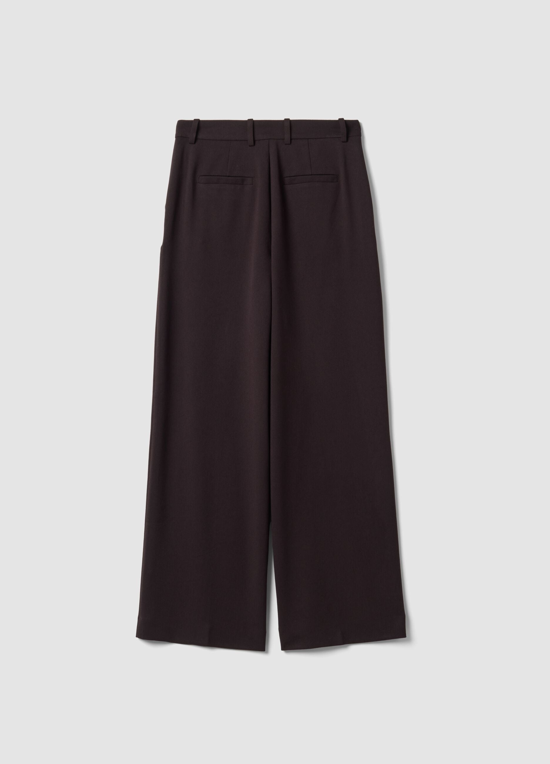 Brown flared formal trousers in stretch viscose