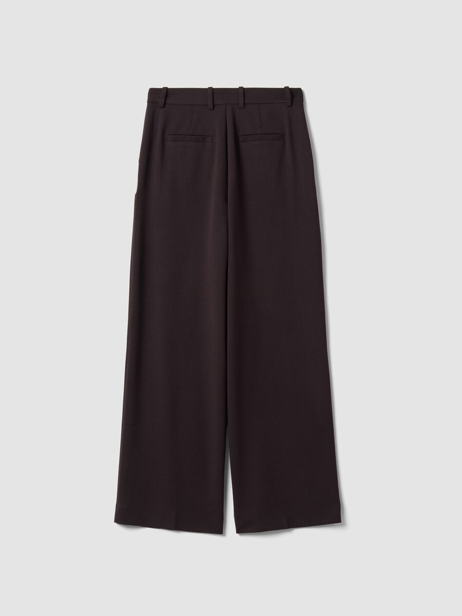 Brown flared formal trousers in stretch viscose_2