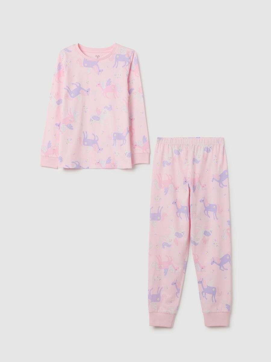 Girls' Pyjama in Pure Pink Cotton Regular Fit_0