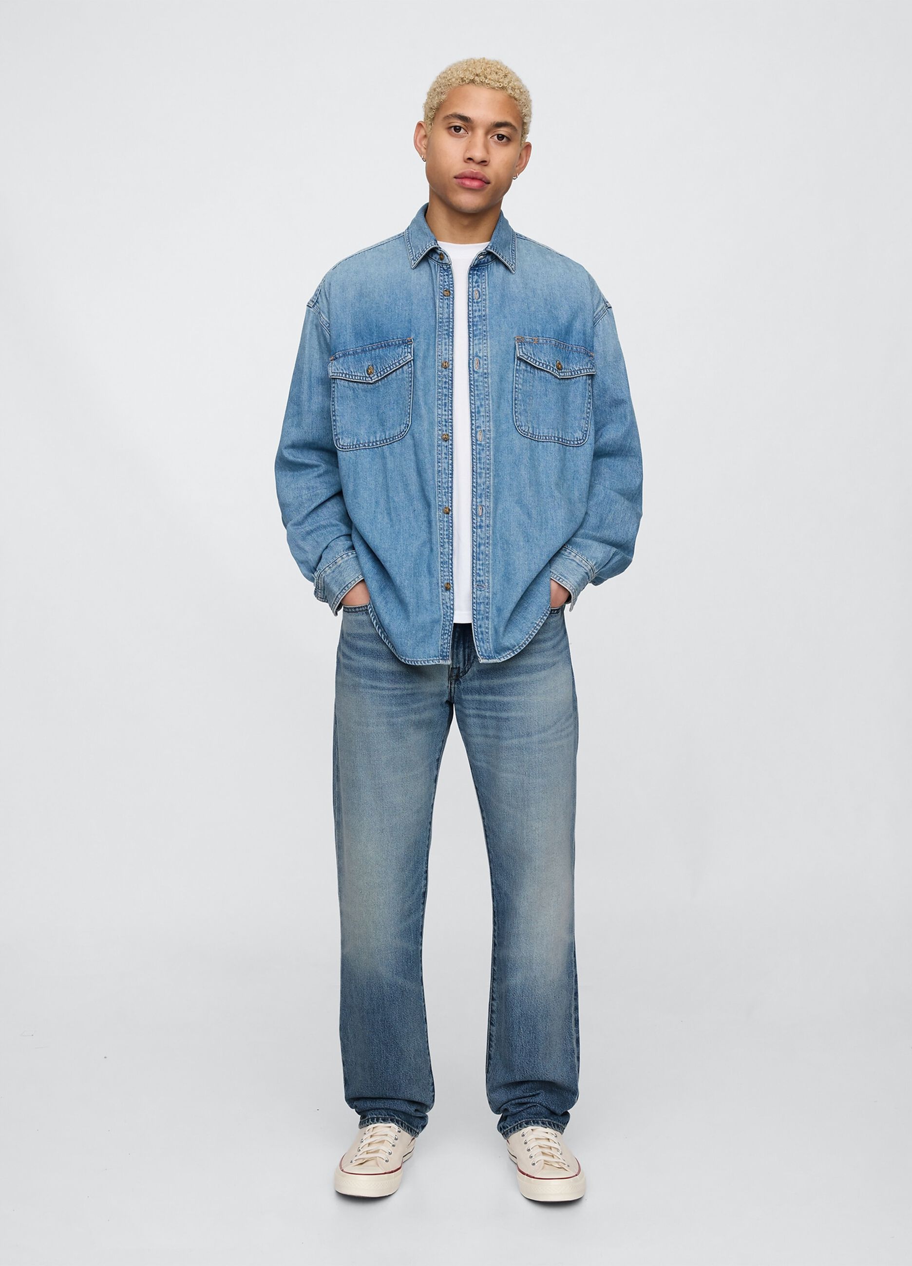 Regular blue jeans in cotton and Lyocell blend