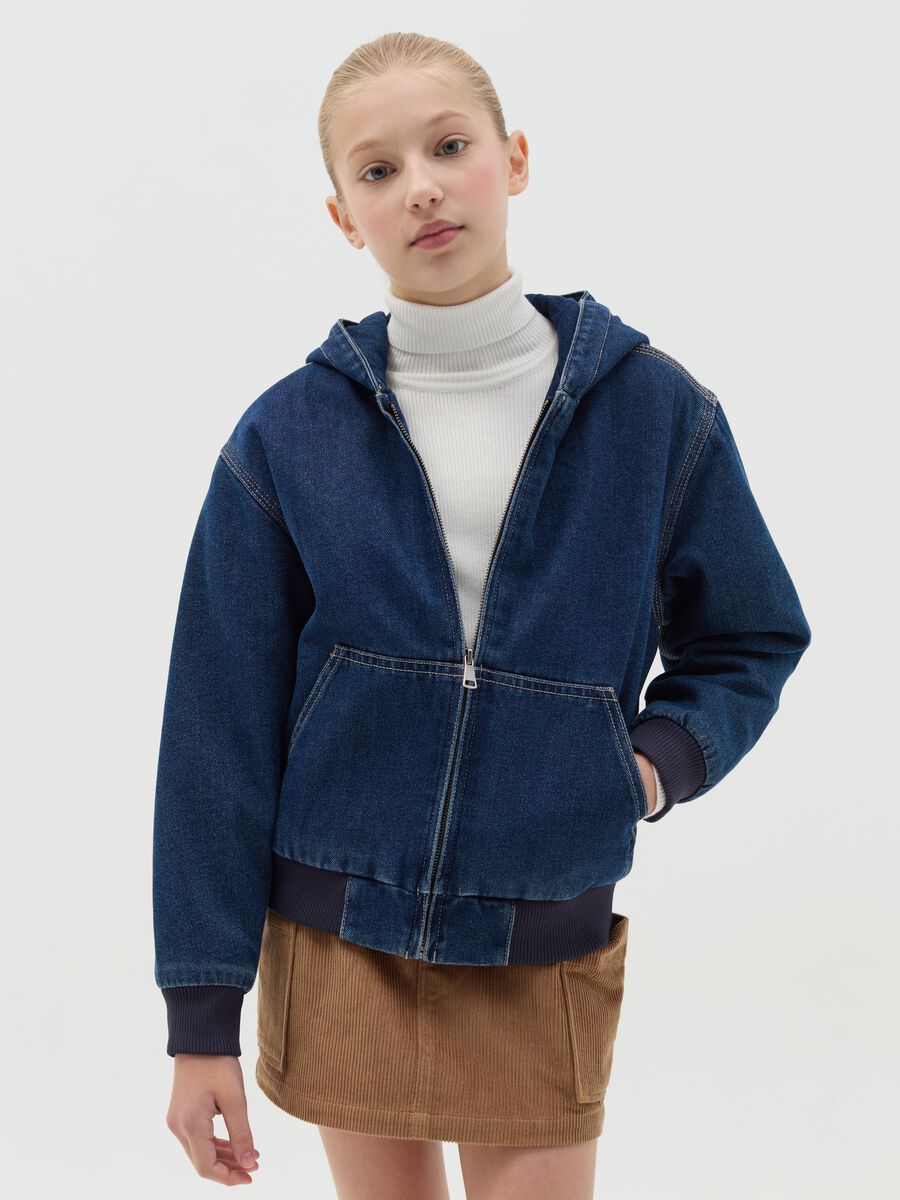 Denim jacket with hood_0