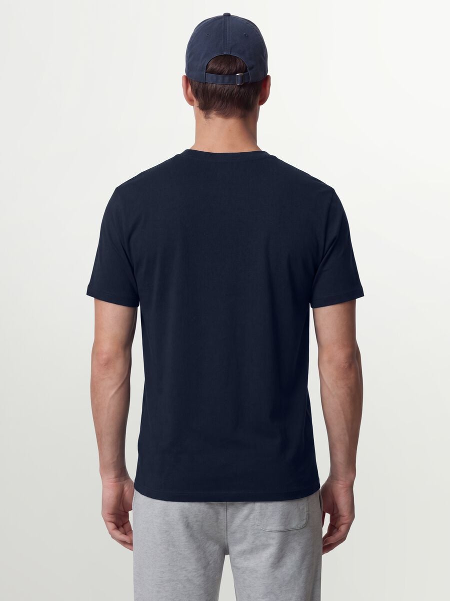 T-shirt blu in cotone organico a maniche corte slim fit_3