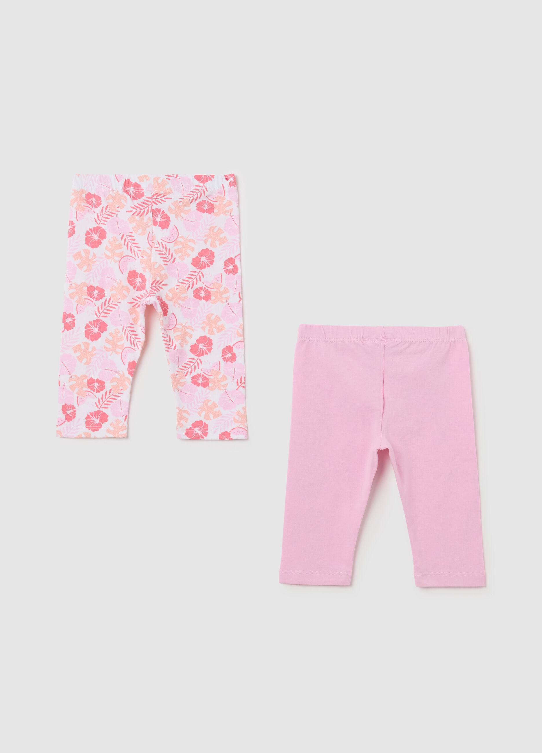 Leggings da bambina in cotone elasticizzato rosa regular fit