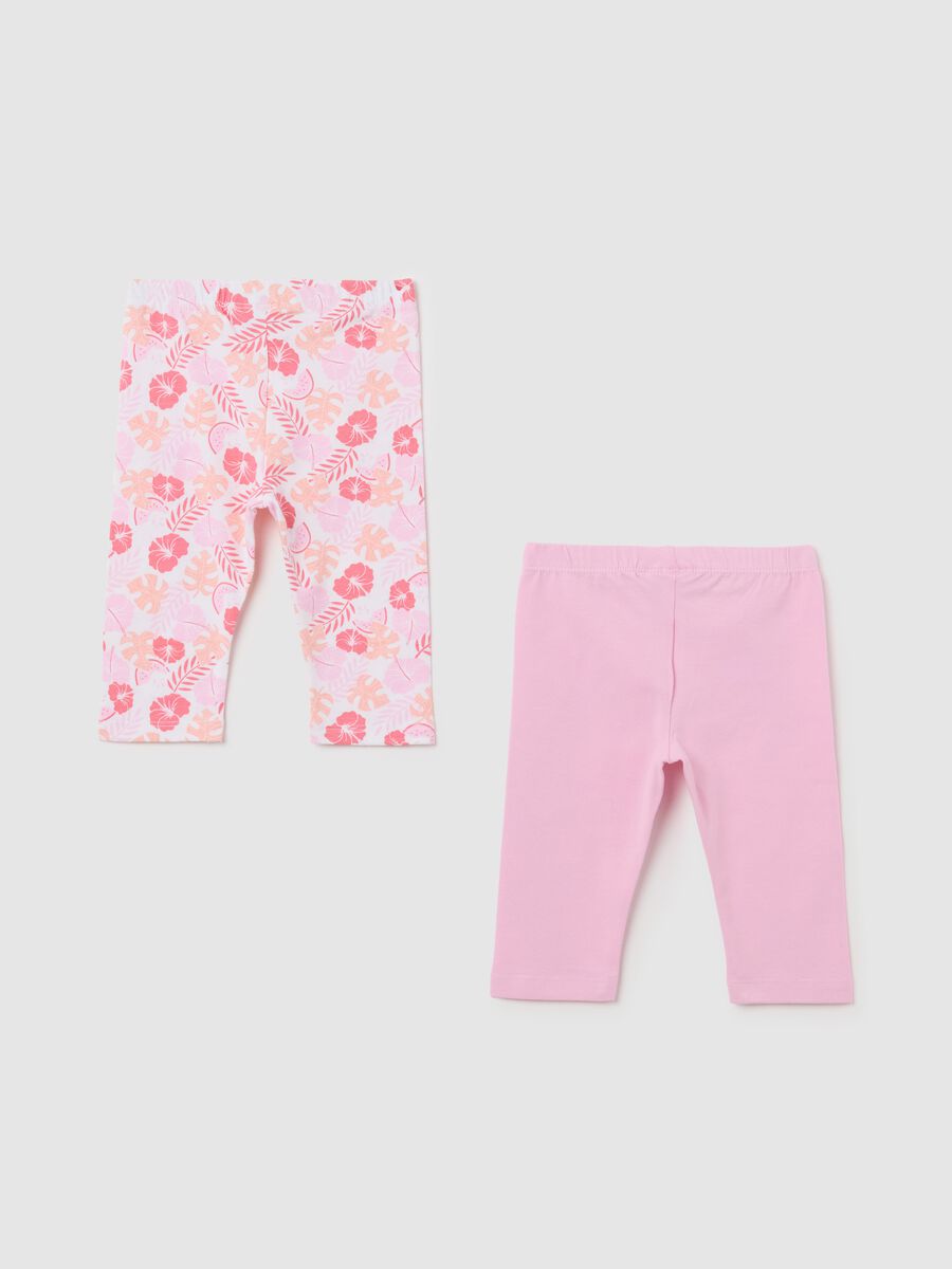 Pink stretch cotton leggings Fagottino_1