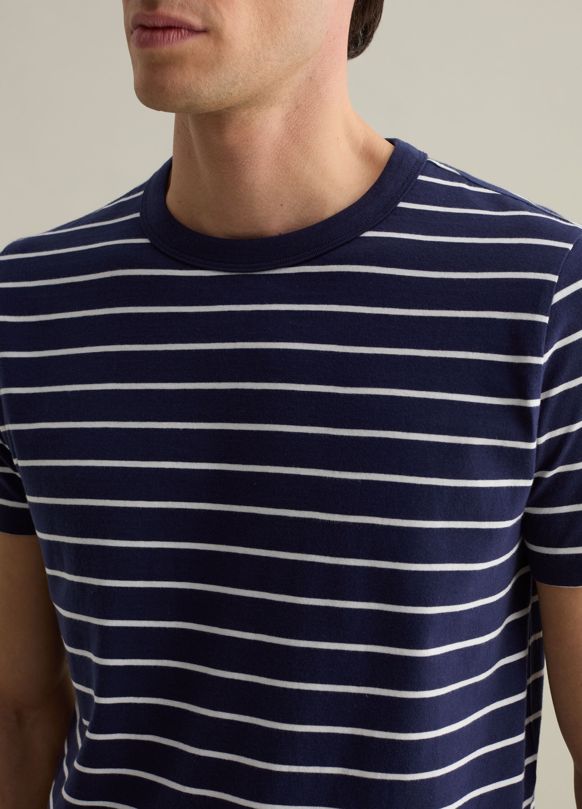 Cotton T-shirt with thin stripes