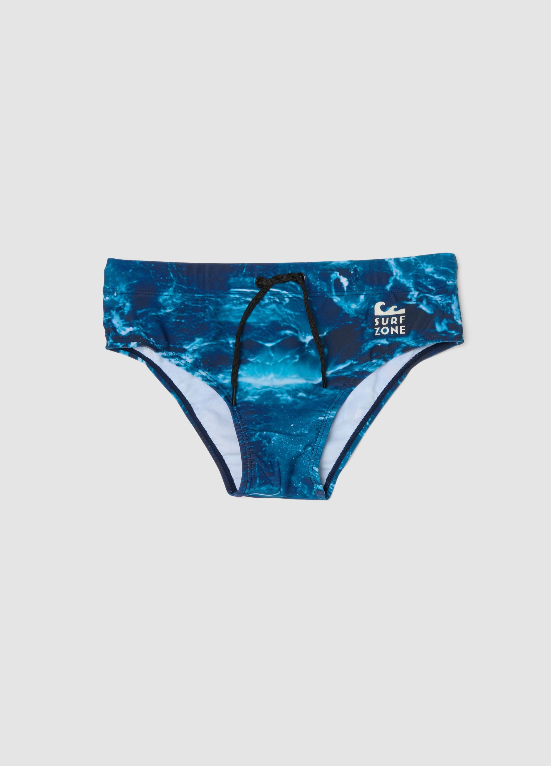 Blue Stretch Fabric Swim Briefs