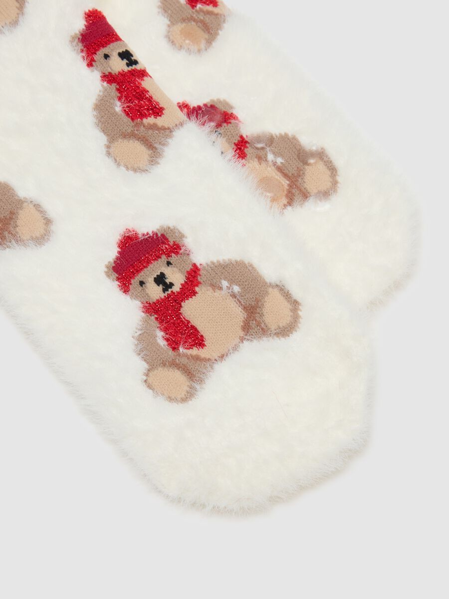 White Christmas cotton stretch socks_2