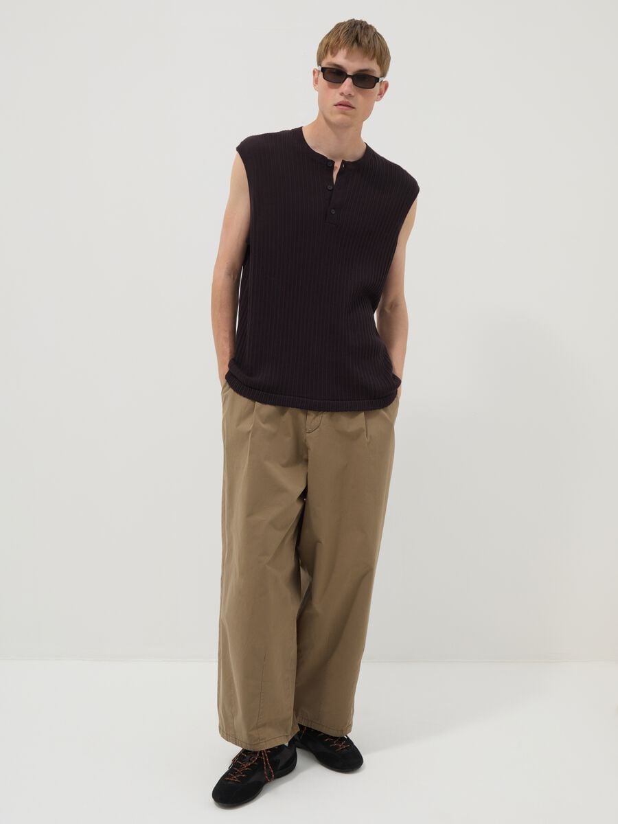 Black pure cotton ribbed waistcoat_2