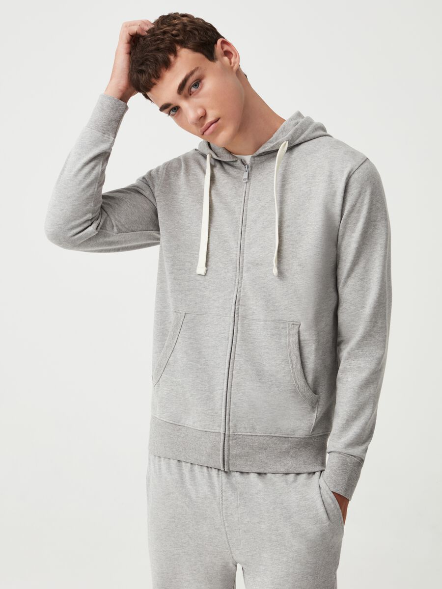 Full-zip in felpa con cappuccio_1