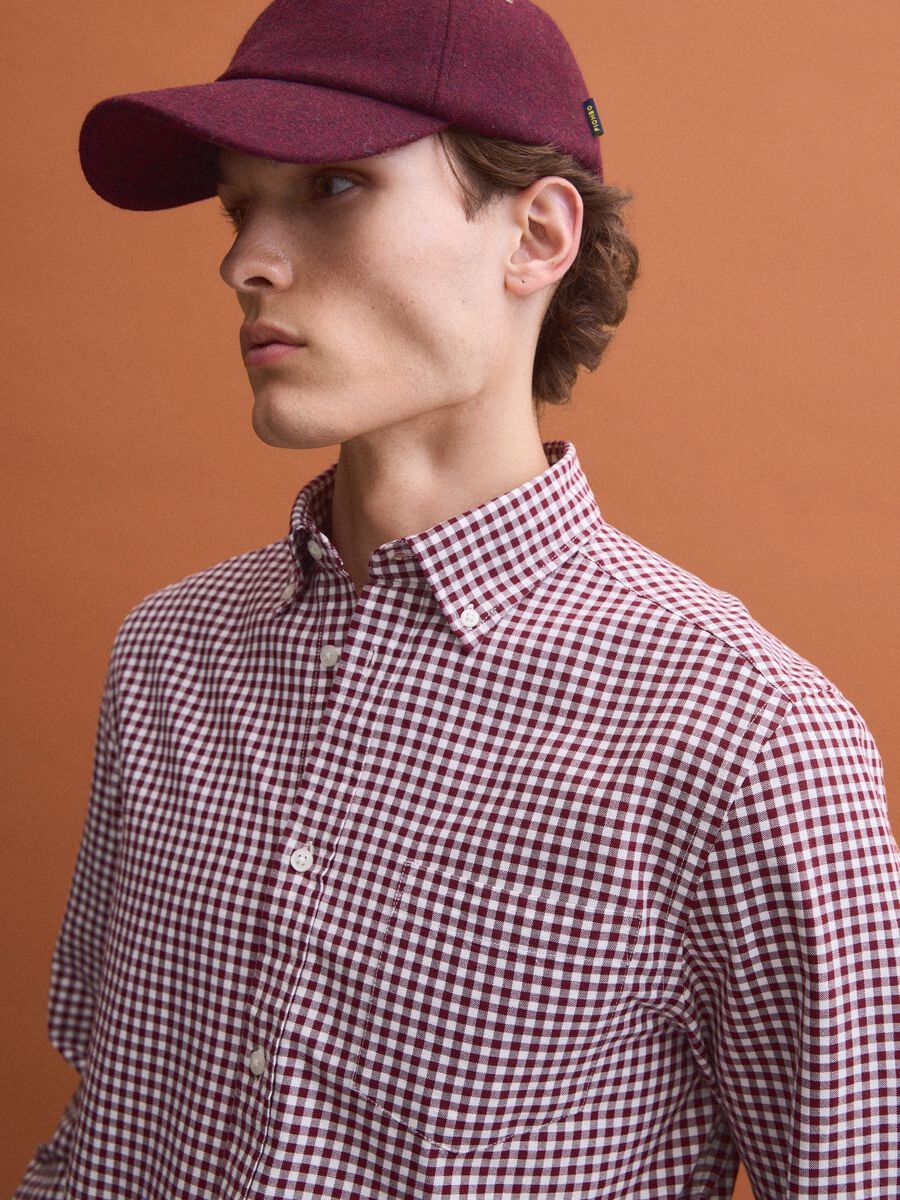 Camicia oxford multicolor a quadri in puro cotone regular fit_0
