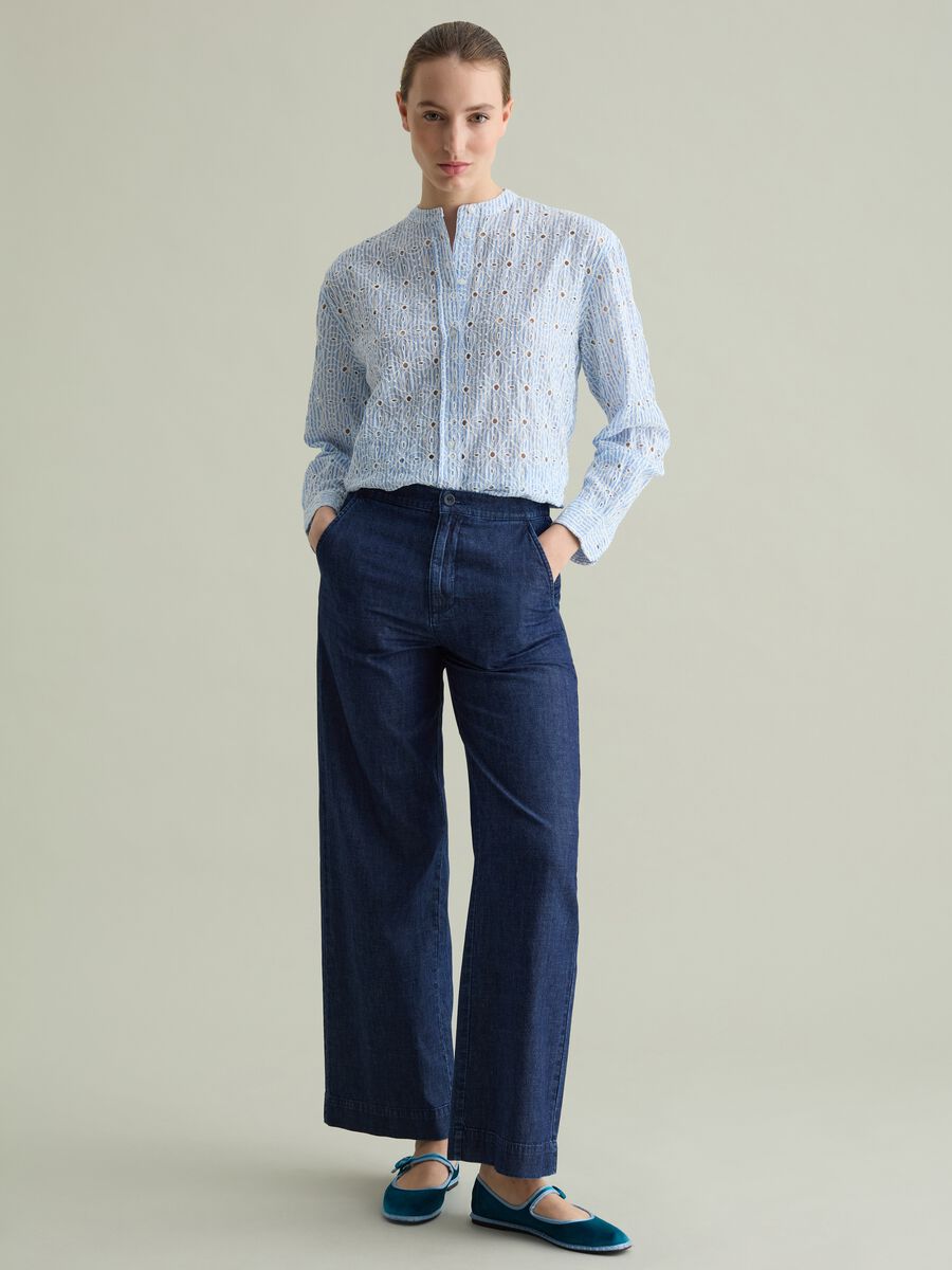 Striped shirt in broderie anglaise_1