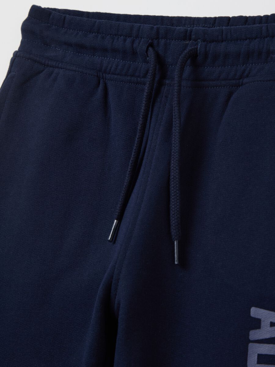 Fleece joggers with drawstring and lettering print_2