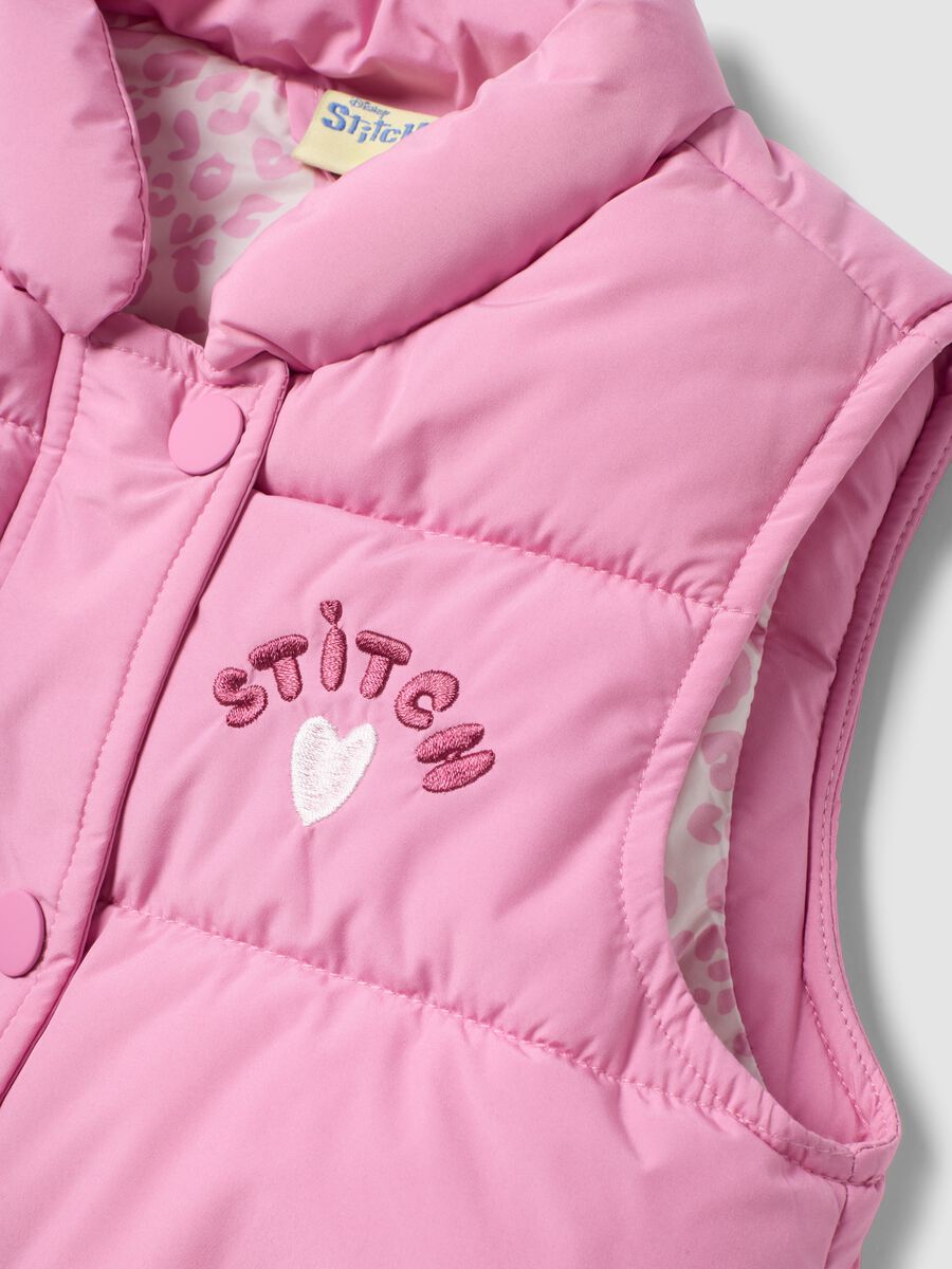 Gilet rosa imbottito con ricamo di Lilo & Stitch per bambina_2