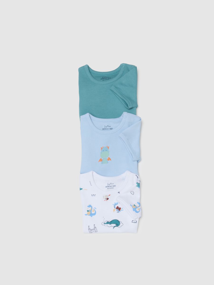 Multicolour pure cotton baby bodysuit tripack_2