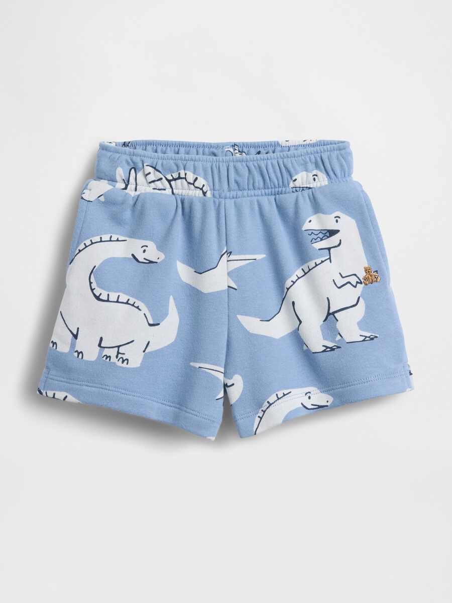 Cotton-blend shorts with dinosaur print_0