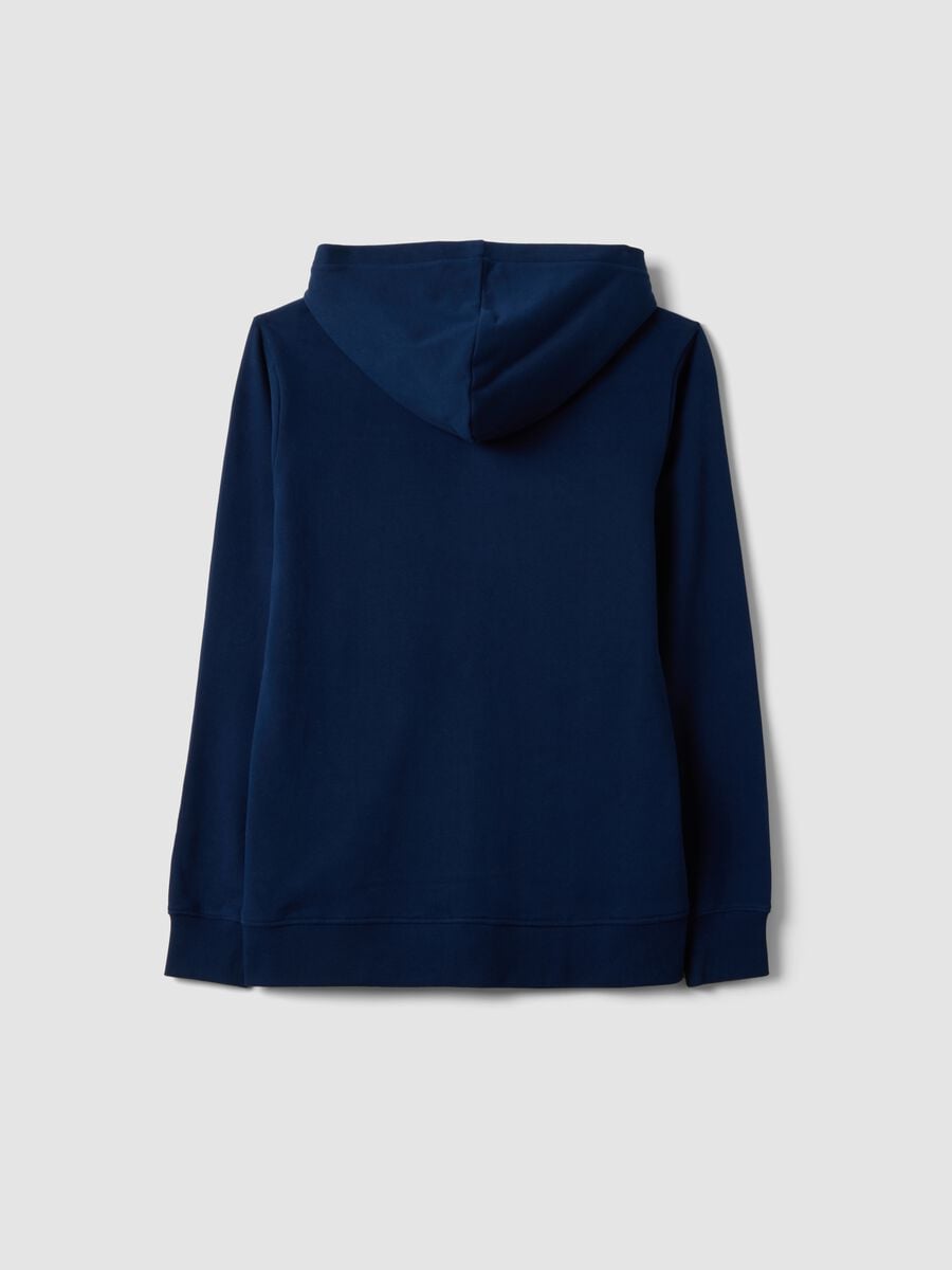 Felpa blu in puro cotone organico con cappuccio regular fit_2