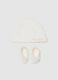 Baby Hat and Booties in White Cotton_0