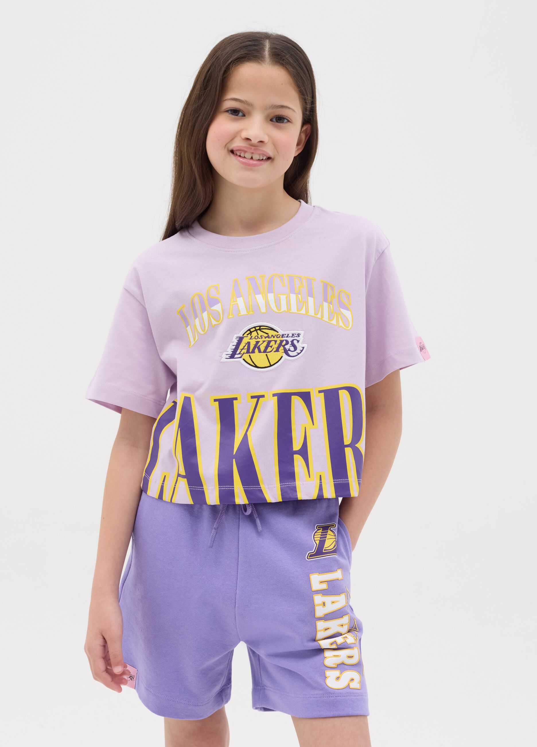 Purple NBA Los Angeles Lakers crop T-shirt in cotton