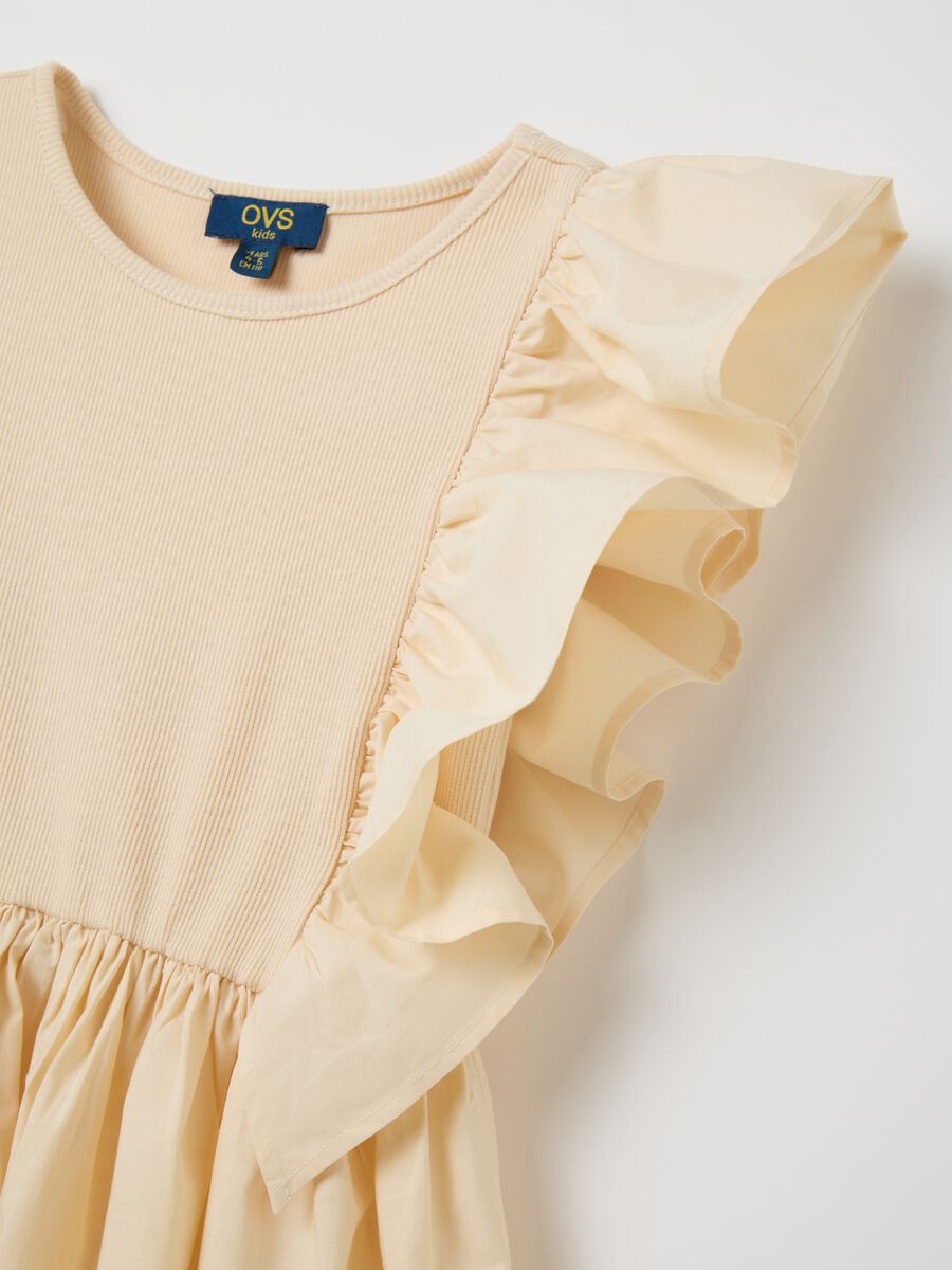 Girl's beige cotton dress with regular fit_2