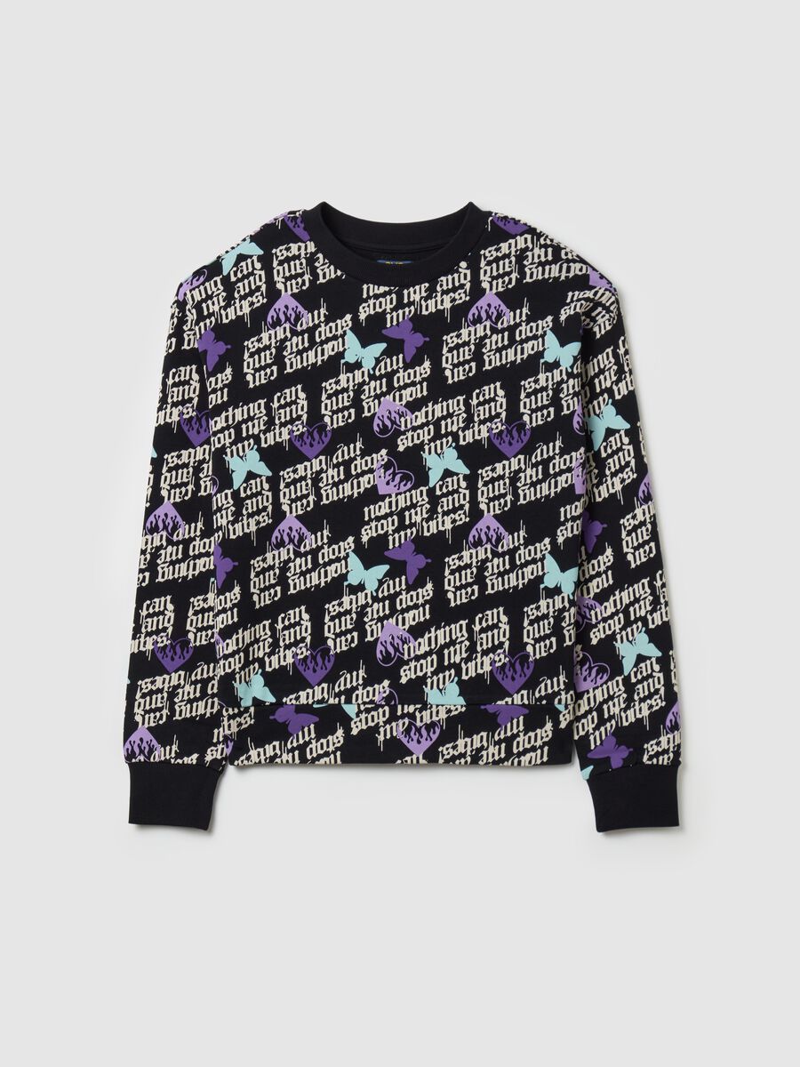 Cotton sweatshirt with gothic print_3