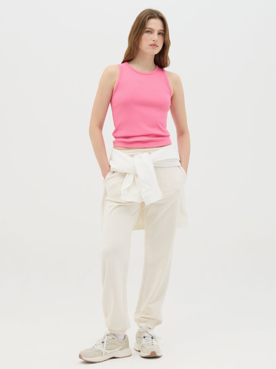 Women's pink regular fit stretch cotton top_1