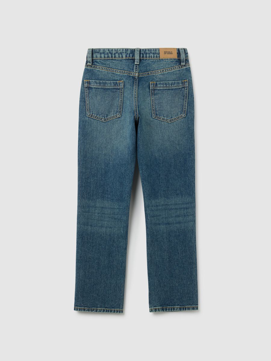 Jeans da ragazzo in puro cotone blu regular fit_1