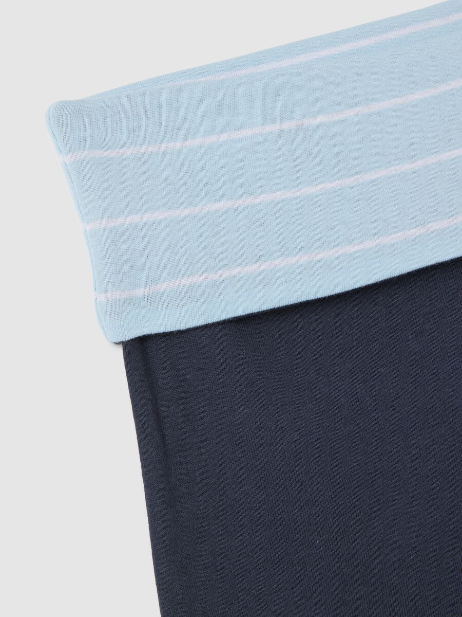 Women's pure cotton multicolour slim fit shorts with blue stripe turn-up_5