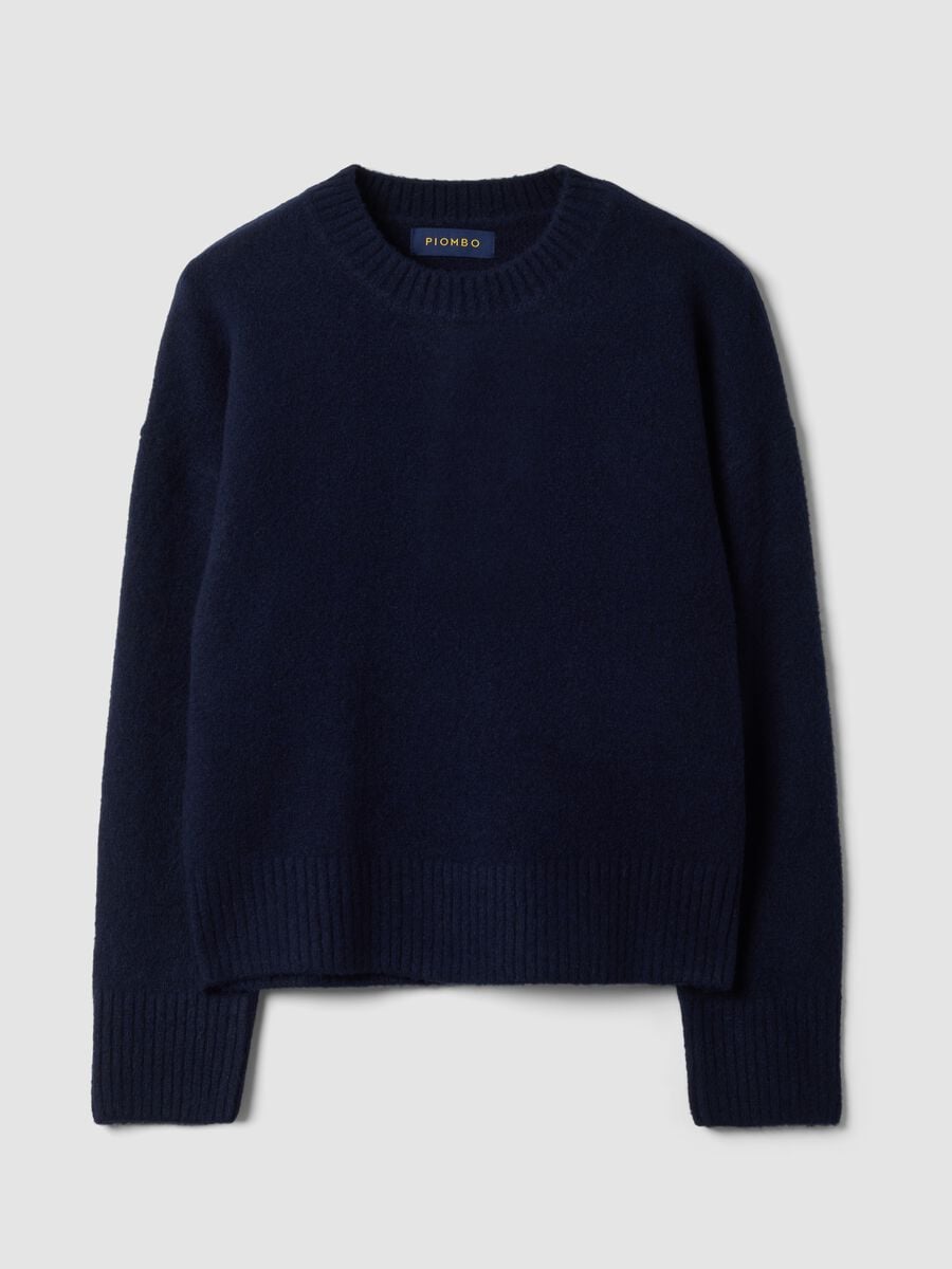 Navy blue stretch wool crew-neck jumper_4