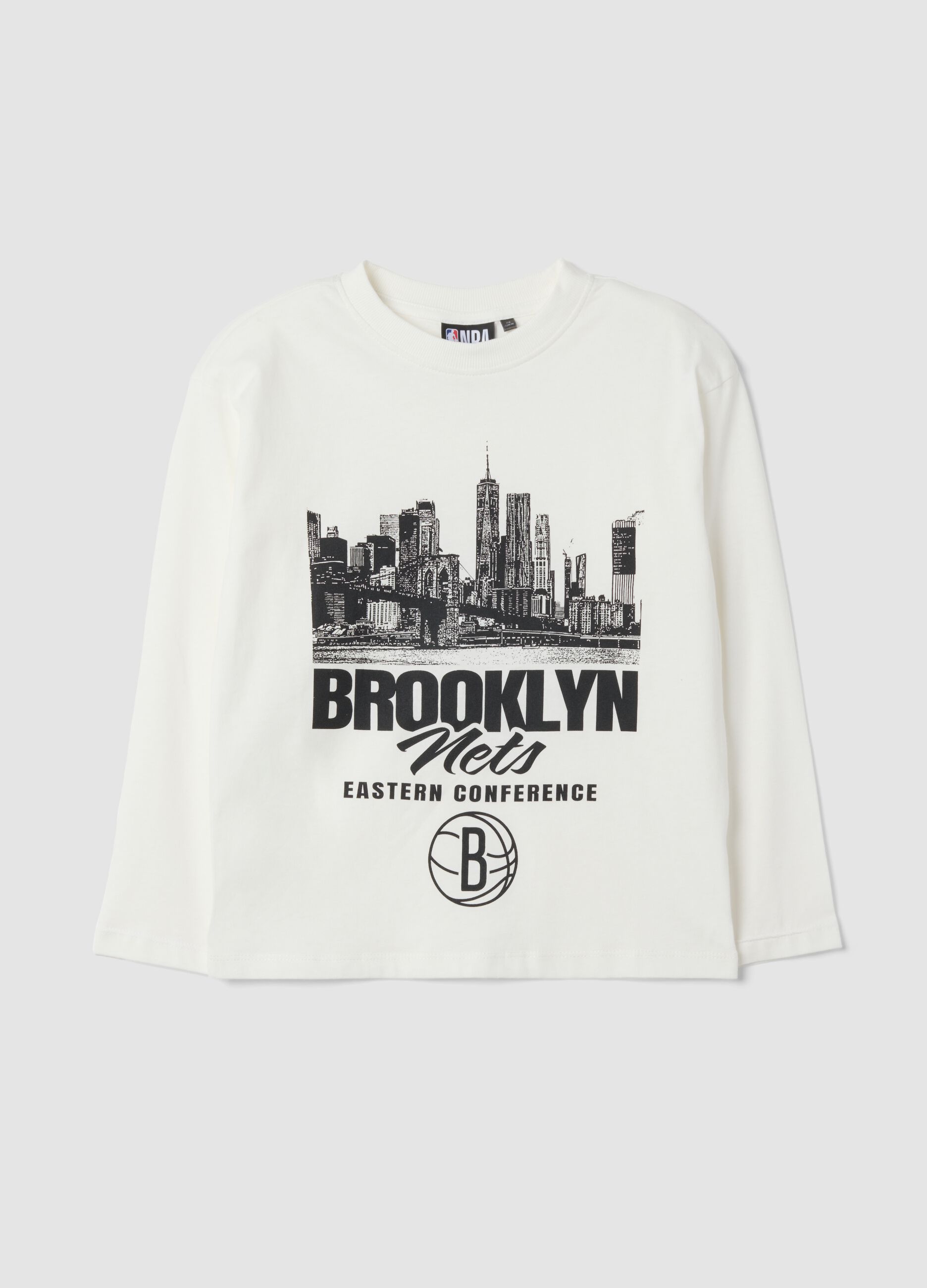 T-shirt bianca girocollo in puro cotone con stampa
