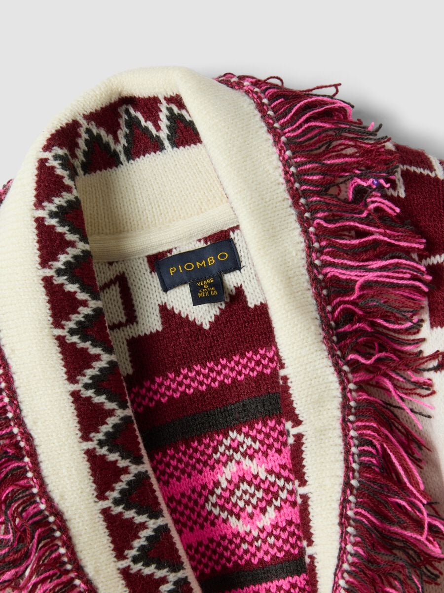 Cardigan multicolor con scollo profondo a V jacquard per bambina_1