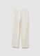 White Stretch Cotton Trousers Regular Fit_0