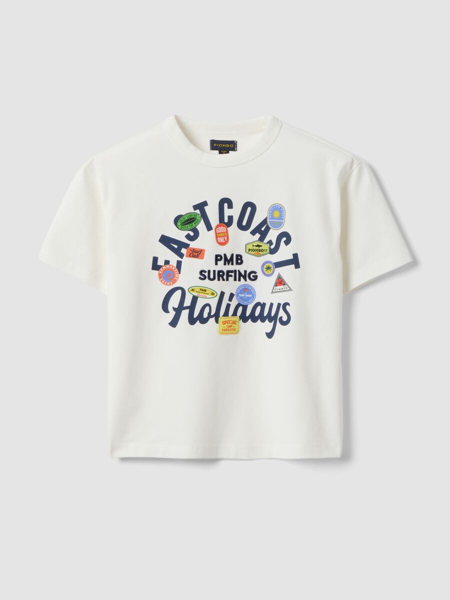T-shirt in cotone elasticizzato bianco da bambino oversize fit_3