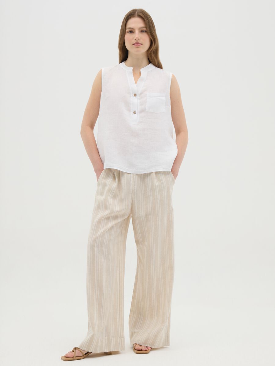 Women's beige cotton-blend trousers regular fit_0