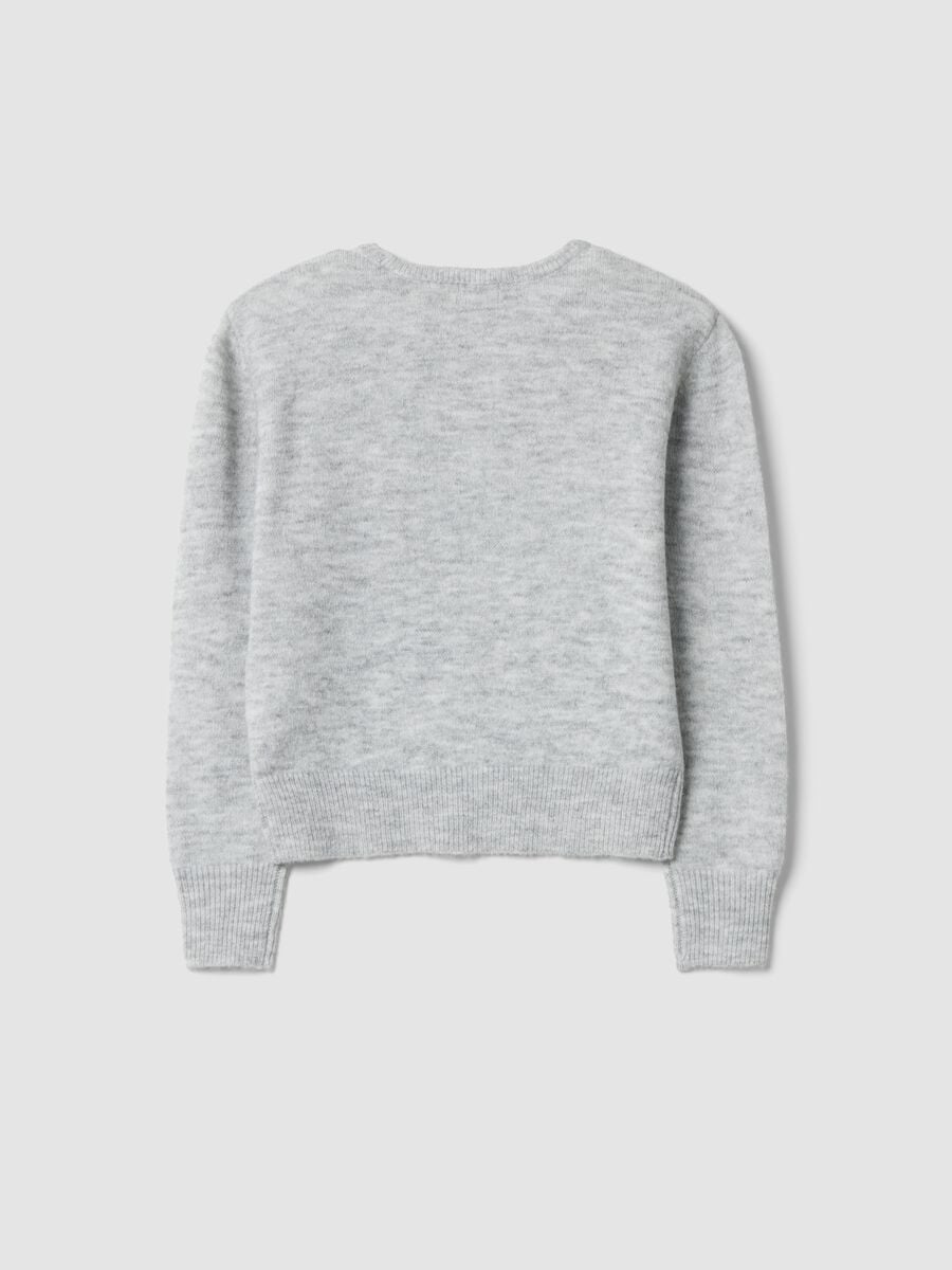 Grey marl stretch wool jumper with boat neckline_1