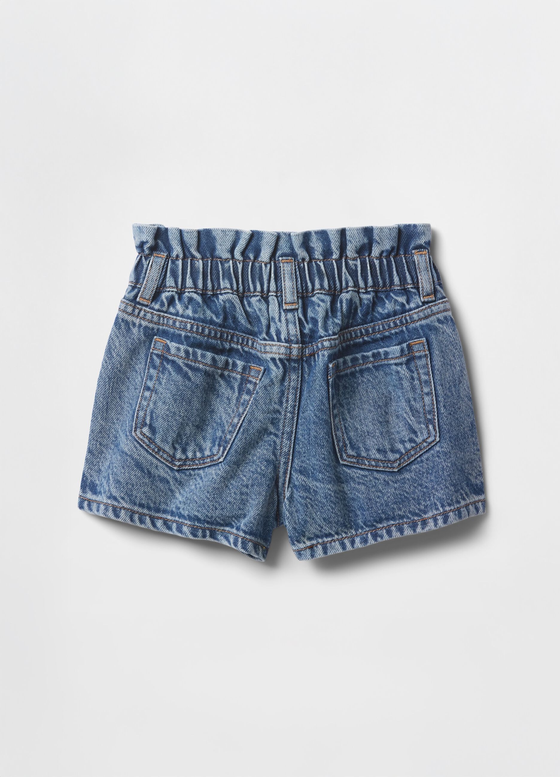 Denim shorts with pleated details for girls