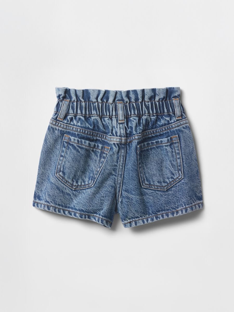 Denim shorts with pleated details for girls_2