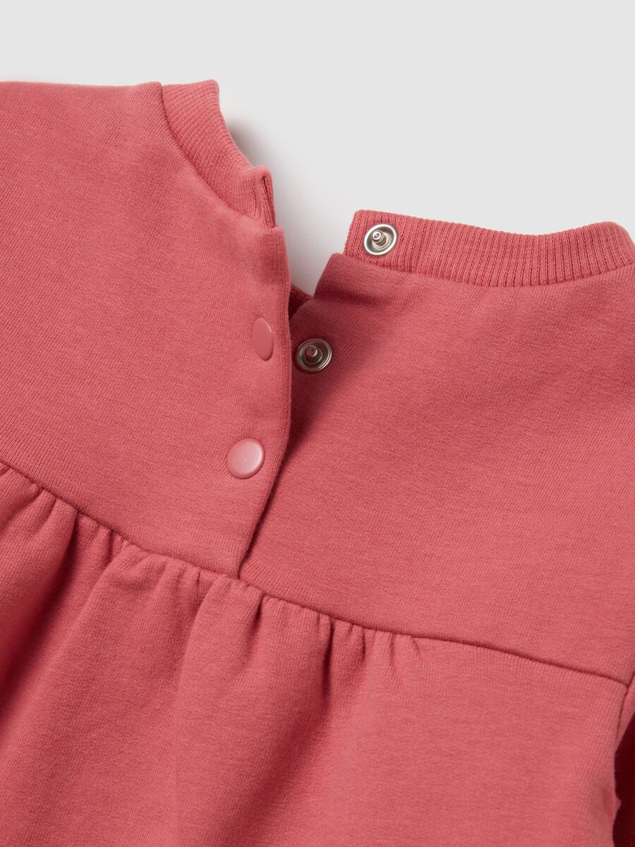 Completo da bambina in misto cotone rosa con fantasia floreale_2