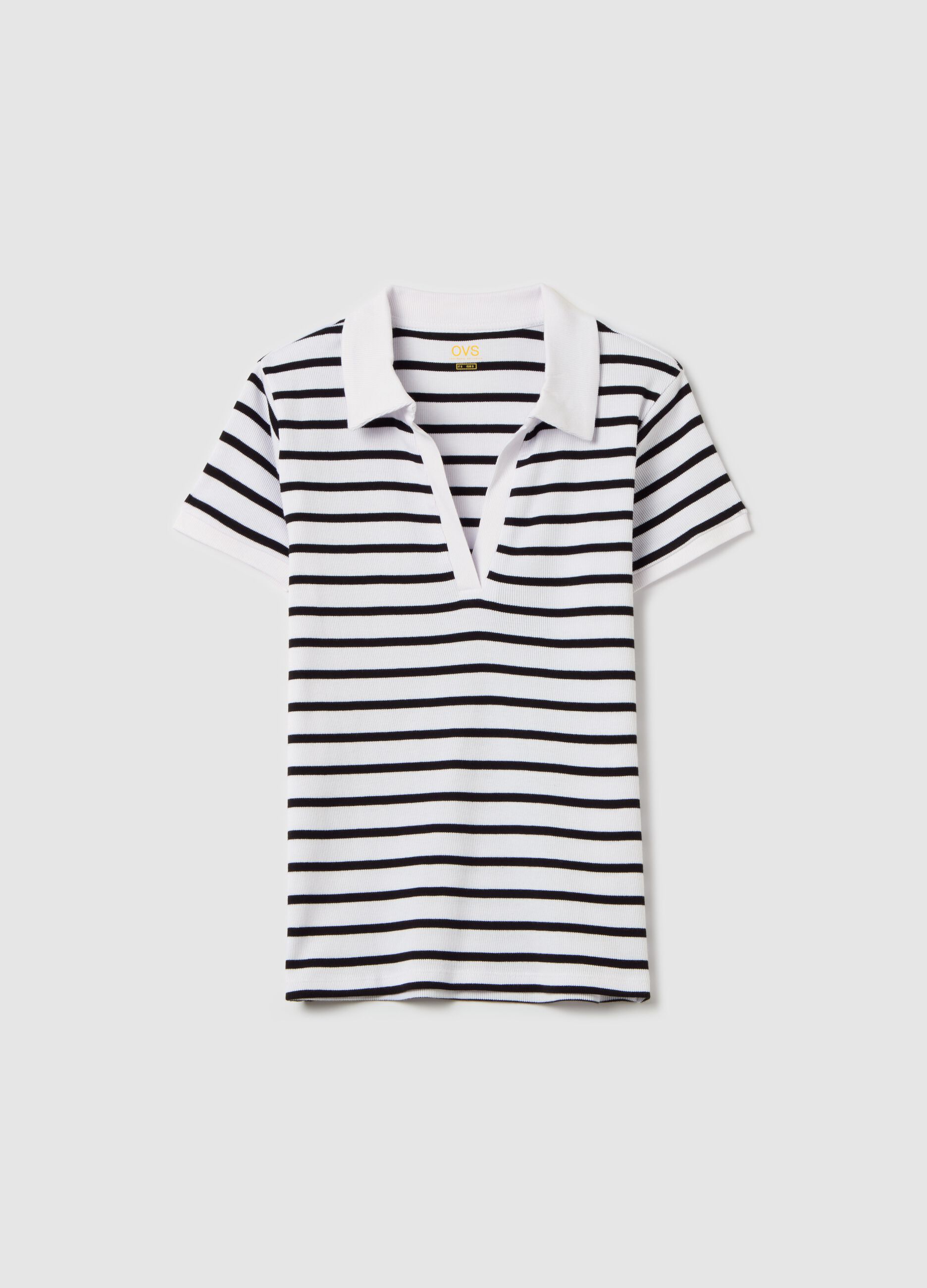 T-shirt a righe con scollo a polo
