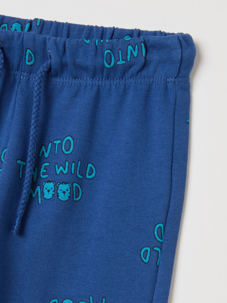 Joggers with elasticated trims and "Into the wild mood” print_2
